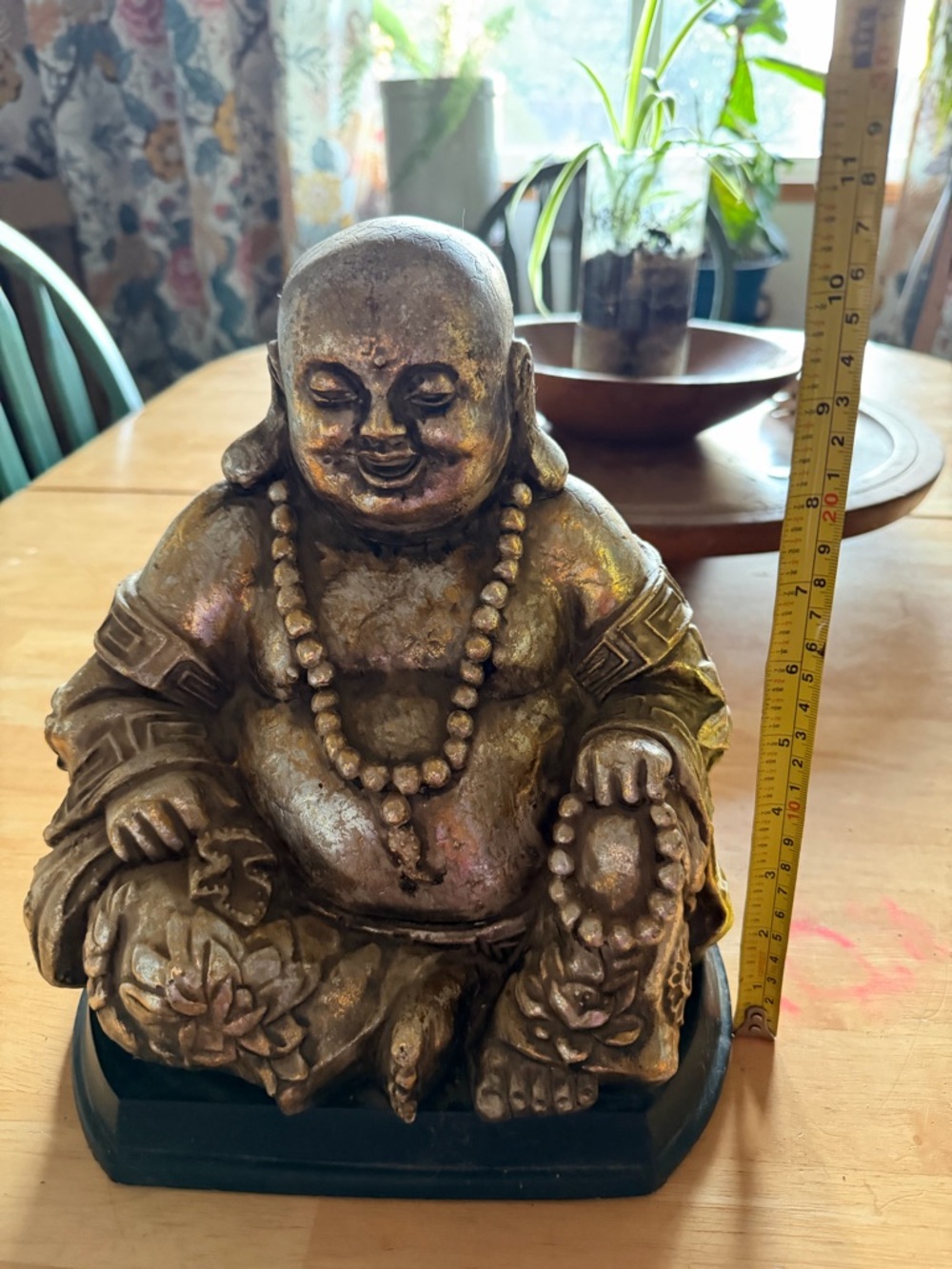Vintage Gold-Toned resin Laughing Buddha Statue - Picture 6 of 7